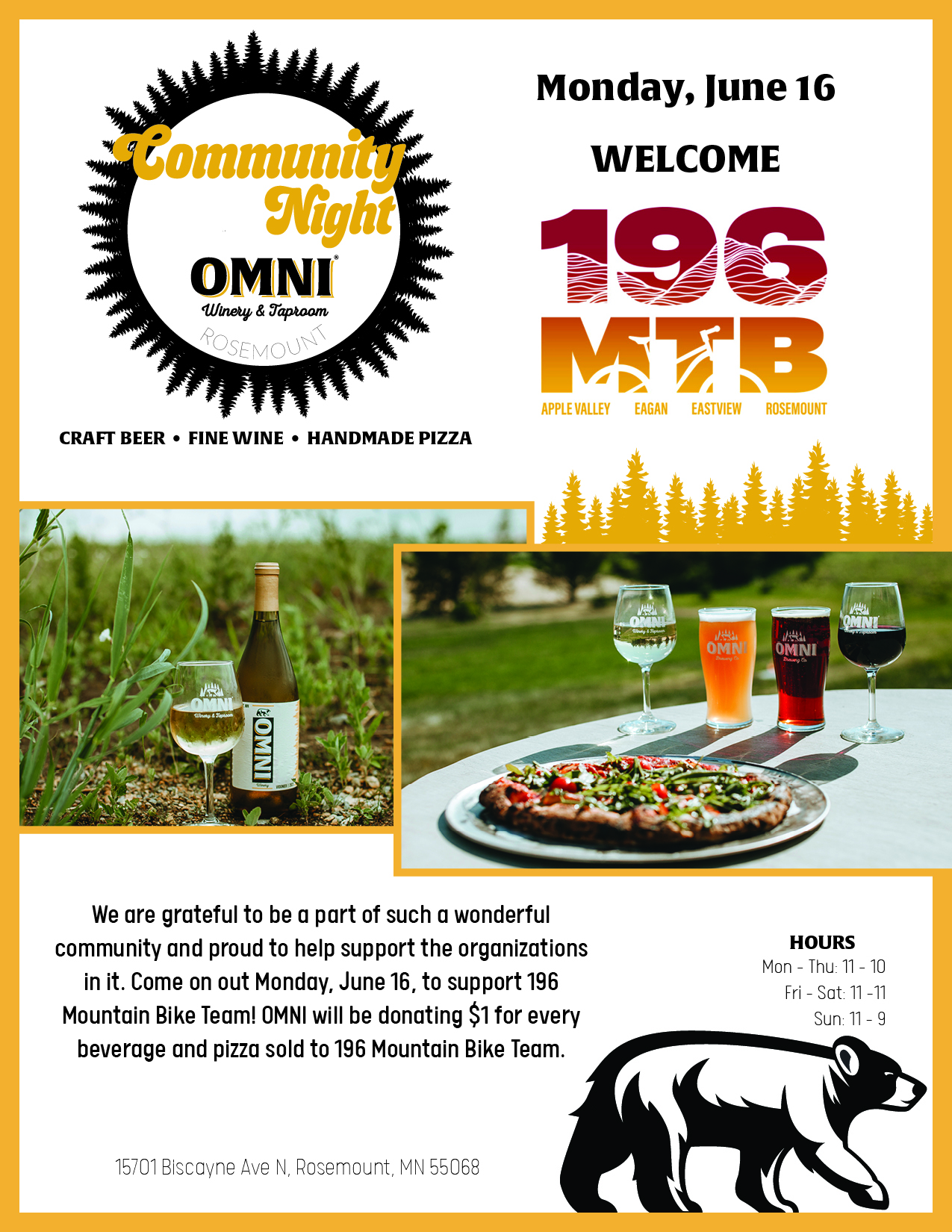 Community Night at Omni Winery & Taproom on June 16th, 2025 at 5:00 p.m.