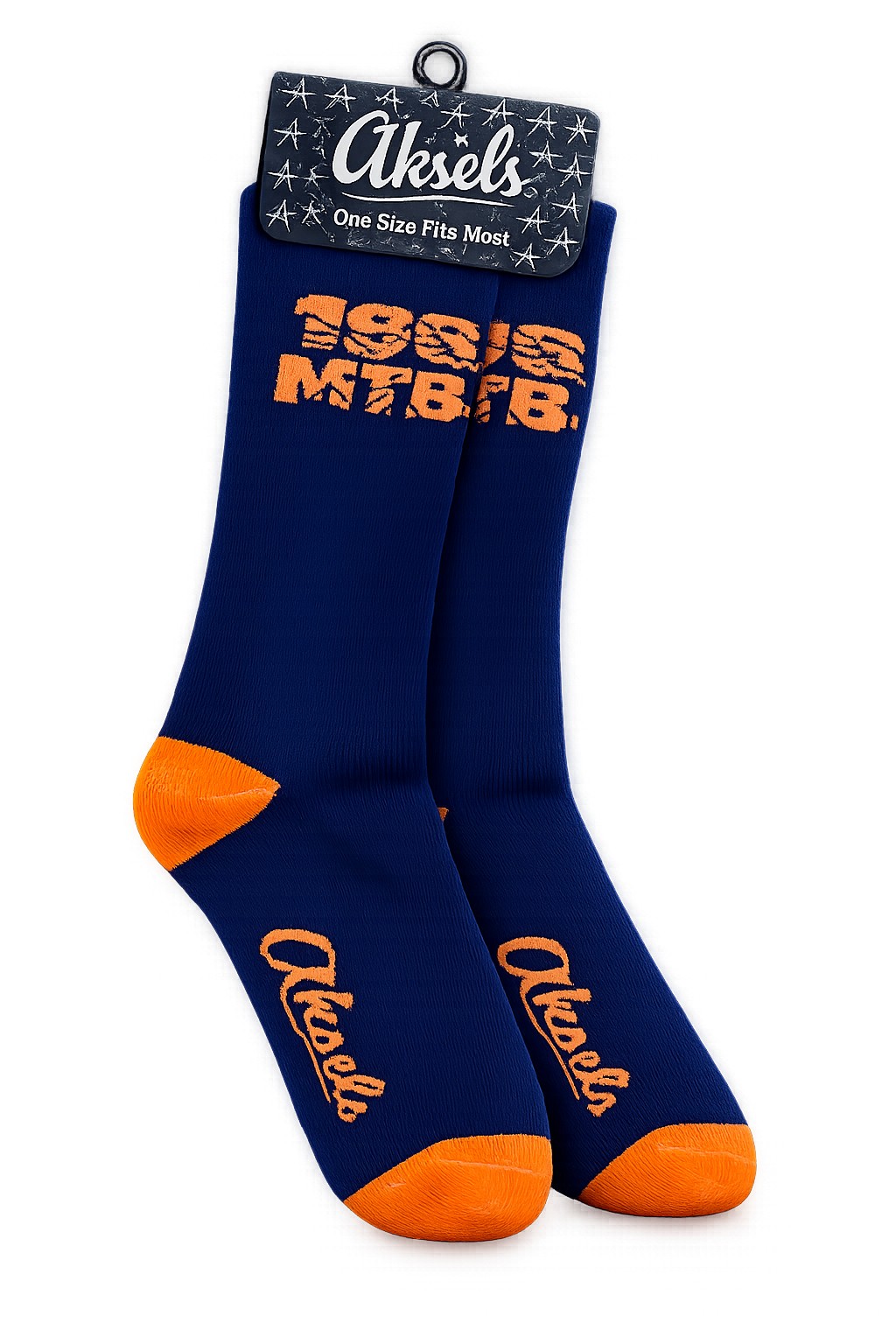 Dark blue and orange 196 MTB team socks